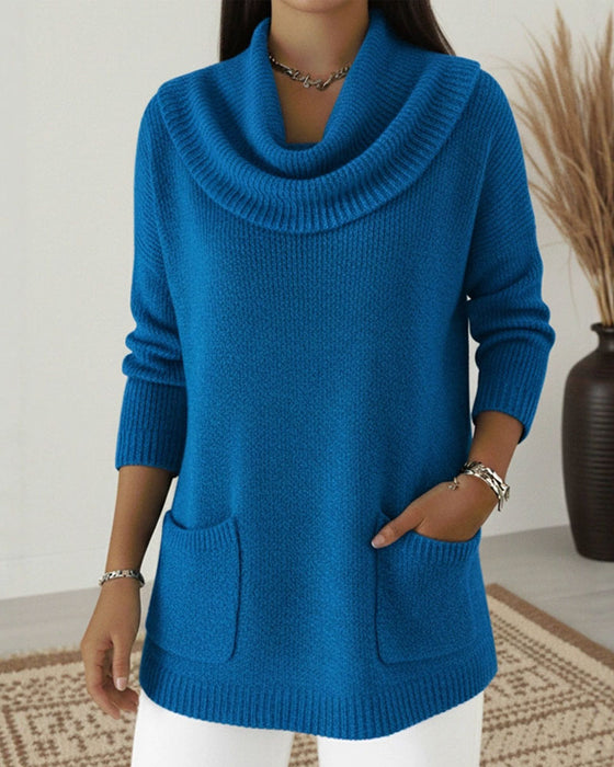 Sweter Z Golfem Chustkowym Długie Rękawy
