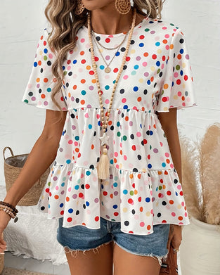 Bluza Kolorowy Polka Dot Babydoll