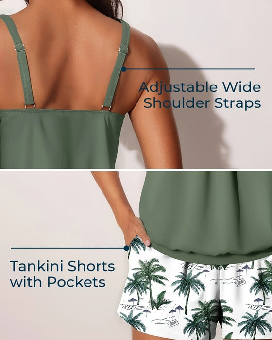 Tankini Tropikalny Palma Drzewo Nadruk