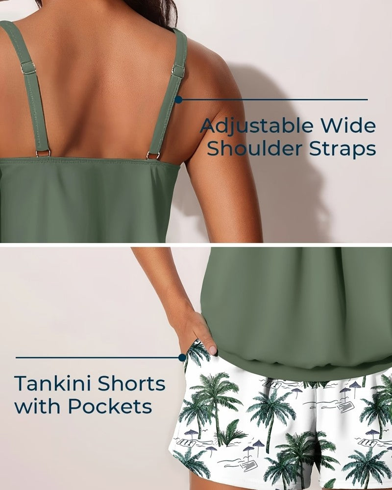 Tankini Tropikalny Palma Drzewo Nadruk