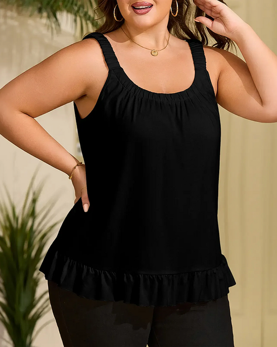 Tank Top Ruffle Wykończenie Swobodny