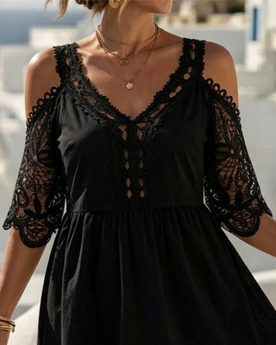 Sukienki Koronka Off-Shoulder Warstwowy Krótki