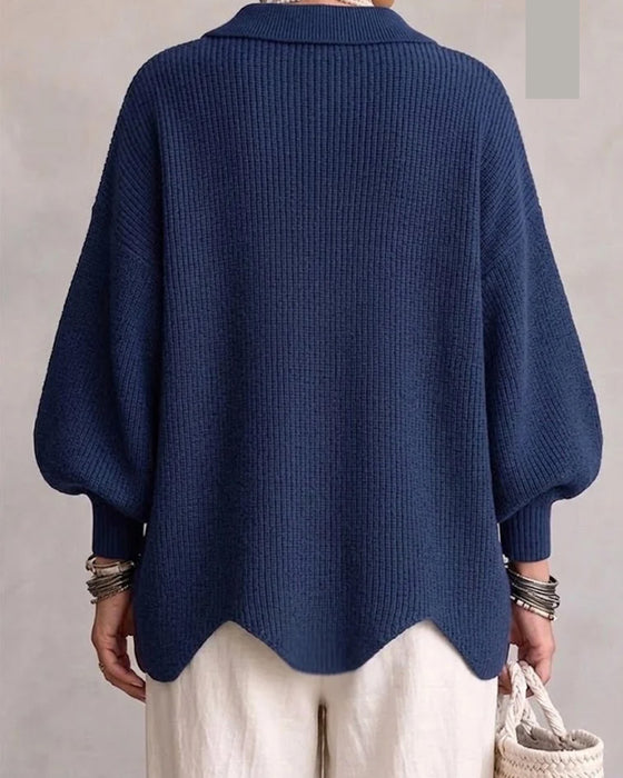 Cardigan Duży Metalowy Guzik Klapa