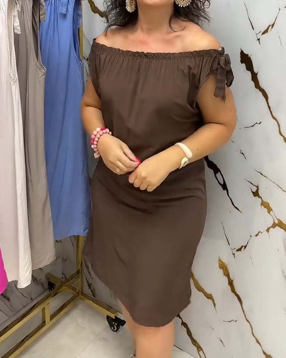 Sukienka Off-Shoulder Krawat Gładki