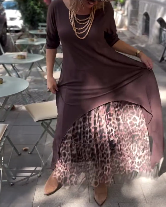 Sukienka Długi Rękaw Jednolity Kolor Nieregularny