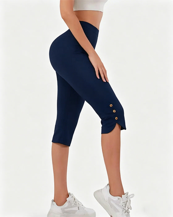 Legginsy Jednokolorowe Slim-Fit Skrócone