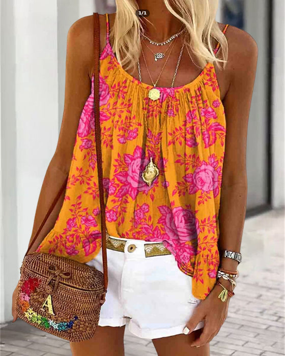 Tank Top Camisole Z Nadrukiem Casual