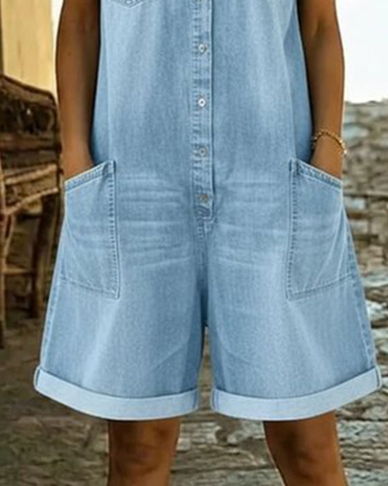 Kombinezon Krótki Rękaw Denim