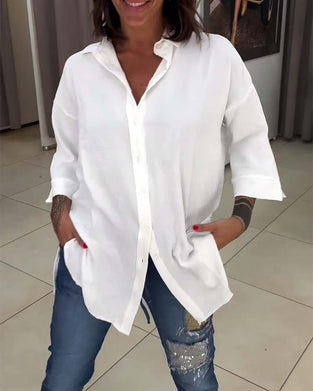 Koszula z guzikami w jednolitym kolorze zapinana na guziki