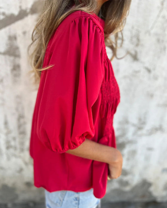 Bluzka Casual Moda Krótki Rękaw Jednolity Kolor