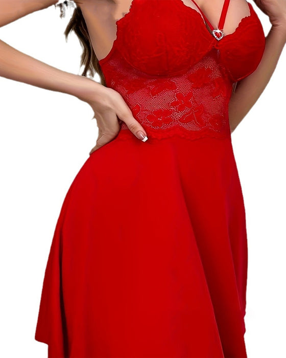 Koronkowa Seksowna Koszulka Nocna Na Ramiączkach