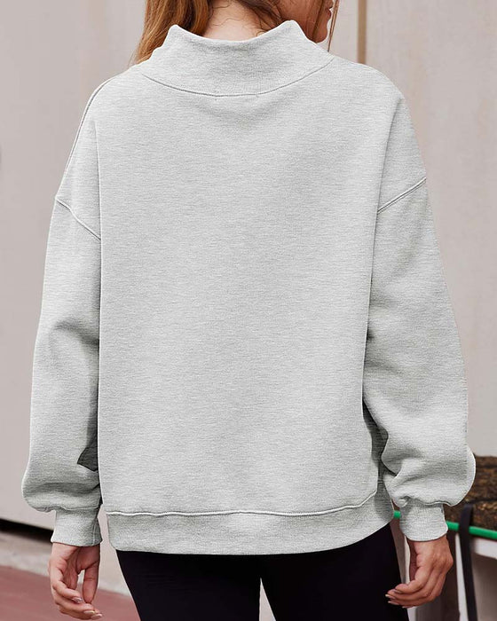 Sweatshirt Opadające Ramiona Jednolity Długi Rękaw