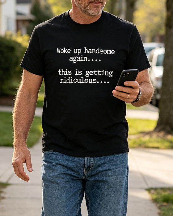 Męski T-Shirt Litera Nadruk Okrągły Dekolt