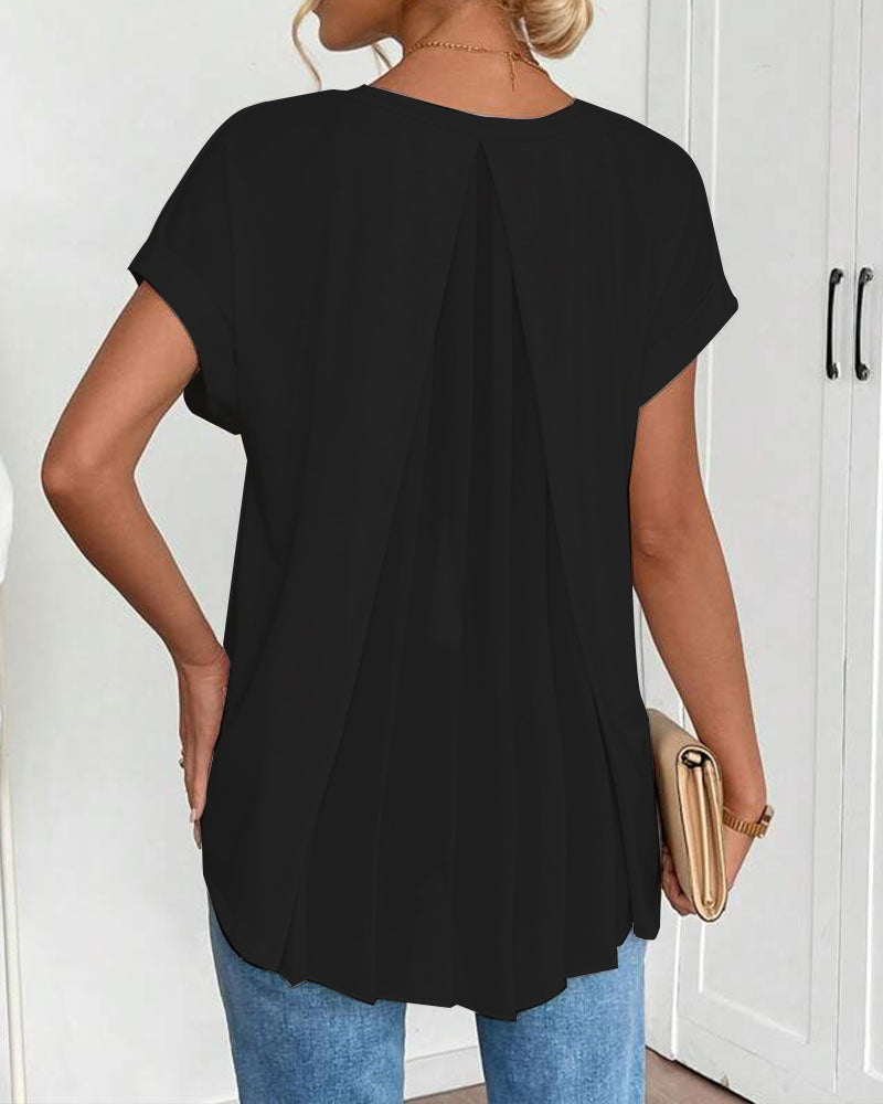 T-Shirt Z Krótkim Rękawem Jednolity Kolor Patchwork