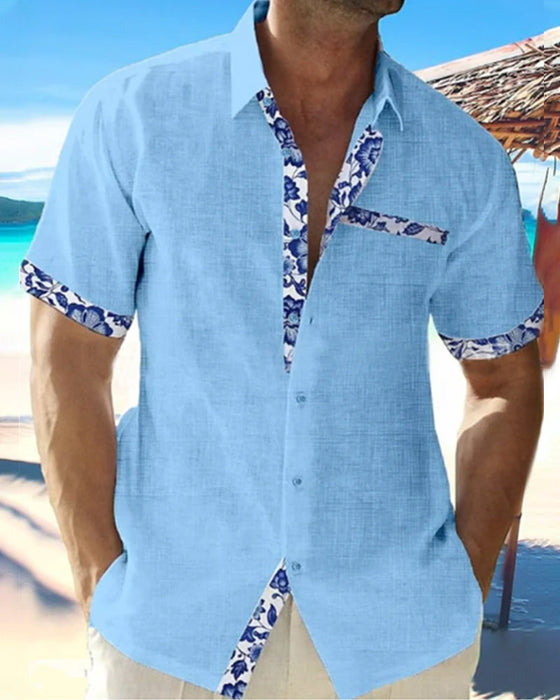 Koszula z krótkim rękawem z bawełny i lnu