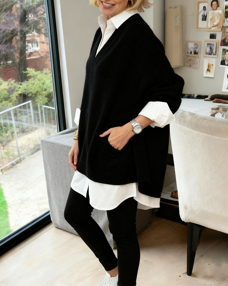 Modny Luźny Sweter Z Długim Rękawem