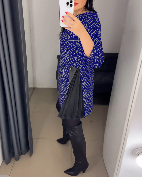 Sukienka z okrągłym dekoltem i nadrukiem