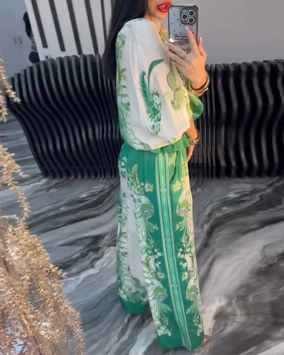 Garnitur o Szerokich Nogawkach Temperament Stójka Zamek Błyskawiczny