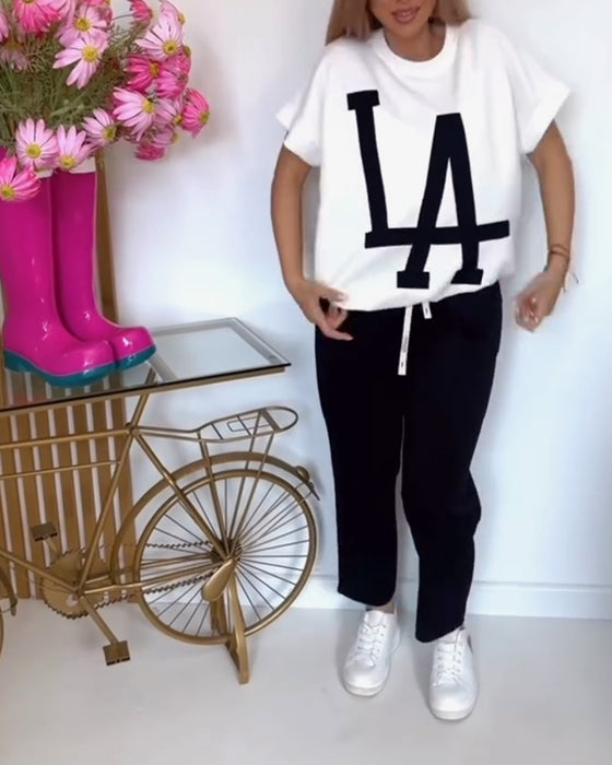 Ustaw Casual Letter Print Sports