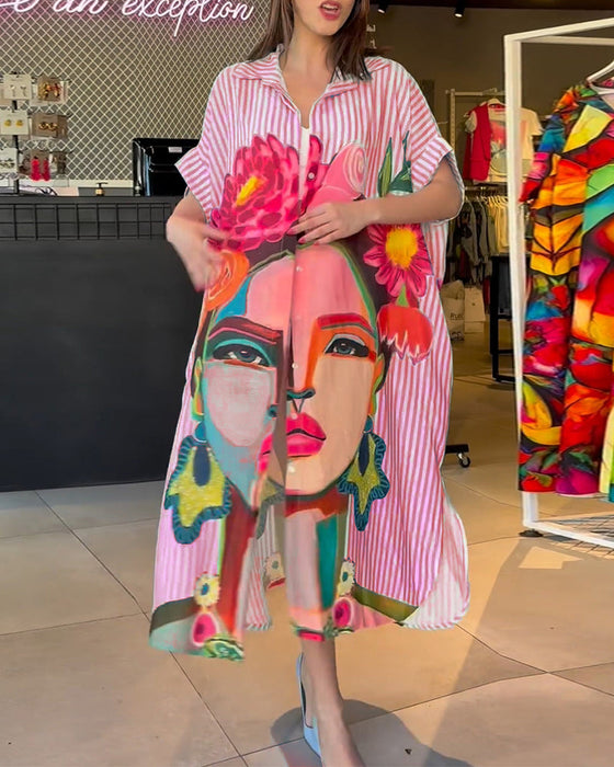 Bluzka z guzikamii rozcięciem w pionowe paski