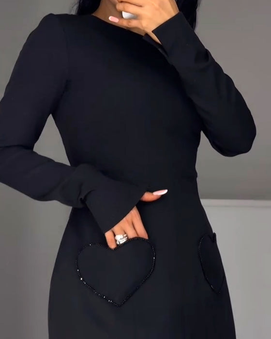 Elegancka Sukienka Z Długimi Rękawami Podkreślająca Talię
