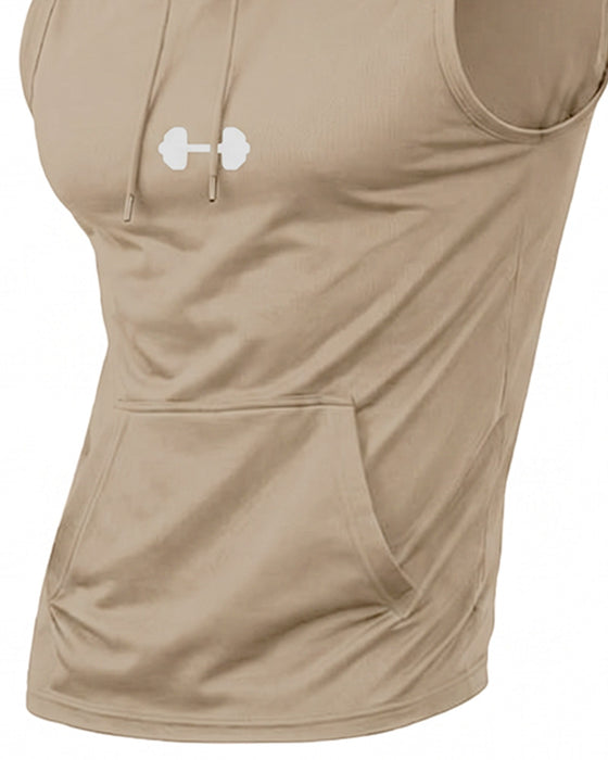 Tank Top Bluza Z Kapturem Bez Rękawów Sznurek
