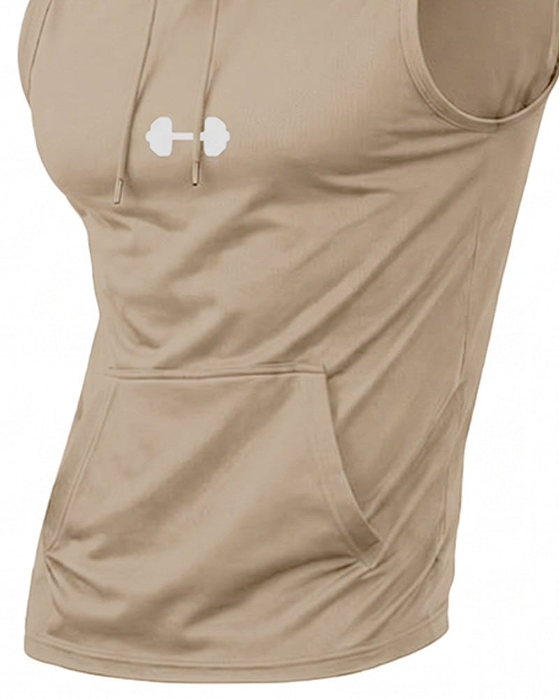 Tank Top Bluza Z Kapturem Bez Rękawów Sznurek