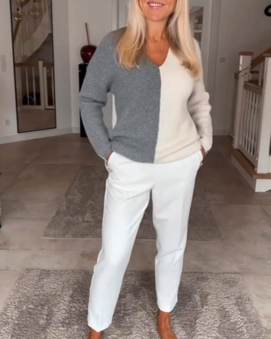 Sweter blokowy w kolorze v-deck