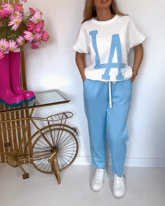 Ustaw Casual Letter Print Sports