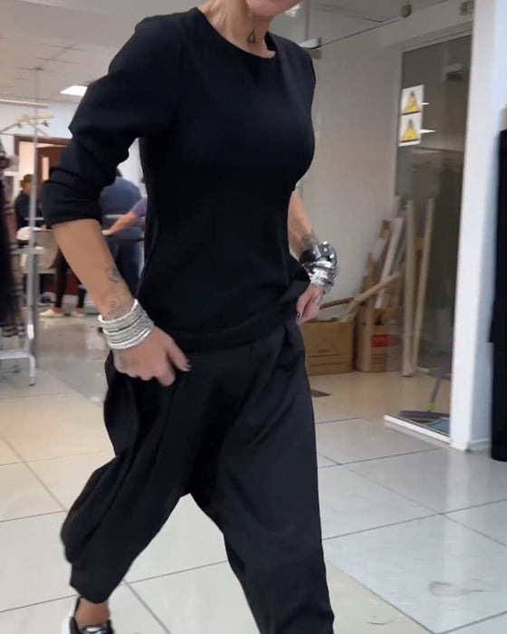 Bluza średniej długości z okrągłym dekoltem