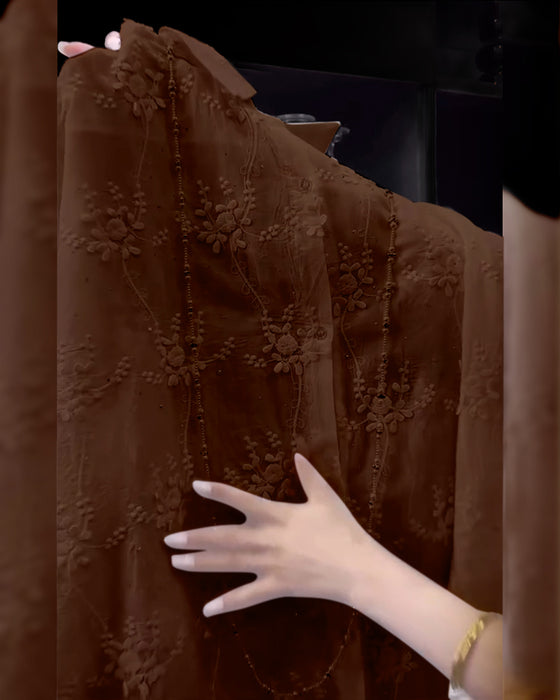 Koszula Jednokolorowa Haftowana Opadające Ramiona