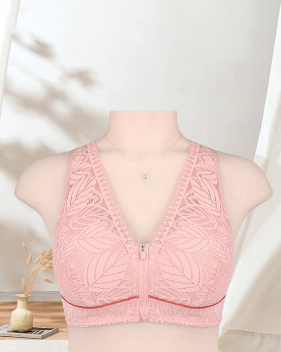 Koronkowy biustonosz zapinany z przodu na zamek