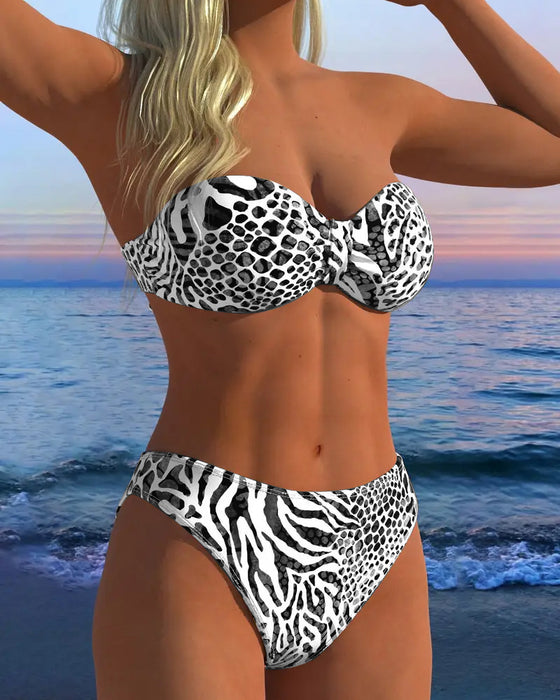 Strój Kąpielowy Seksowny Leopard Print Dwuczęściowy