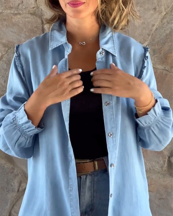 Koszula z długim rękawem w jednolitym kolorze