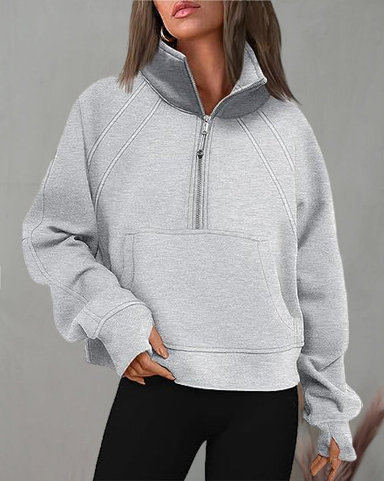Bluza zapinana na zamek z golfem i krótkim rękawem