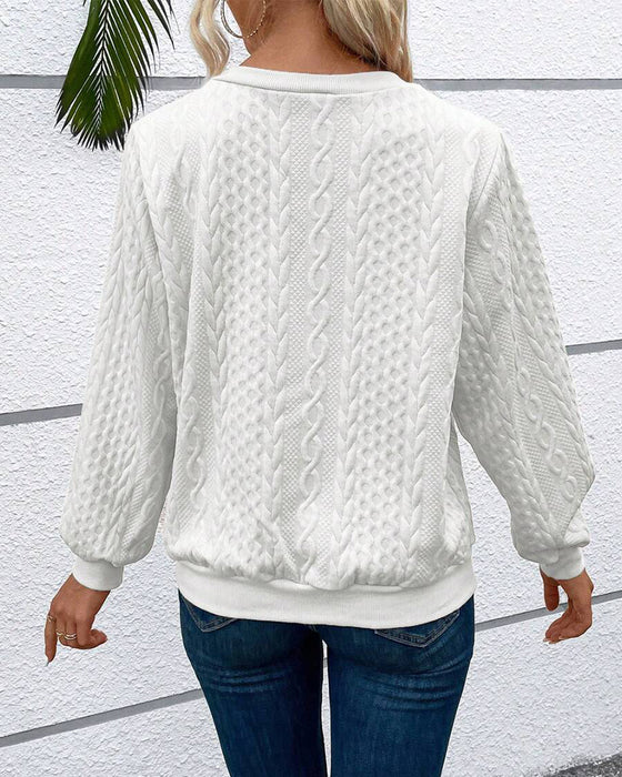 Luźna jednokolorowa bluza z długim rękawem i zamkiem błyskawicznym