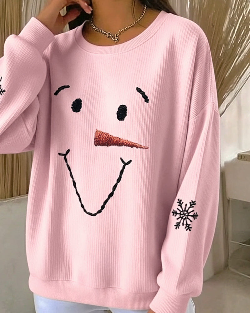 Bluza Bałwan Nadruk Okrągły Dekolt