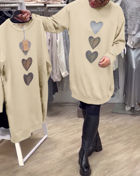 Sukienka Shift Wzór Serce Casual