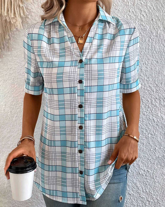 Koszulka z guzikami w kratkę