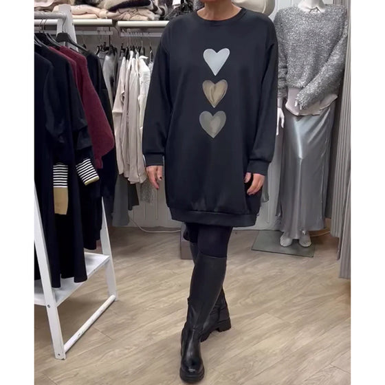 Sukienka Shift Wzór Serce Casual