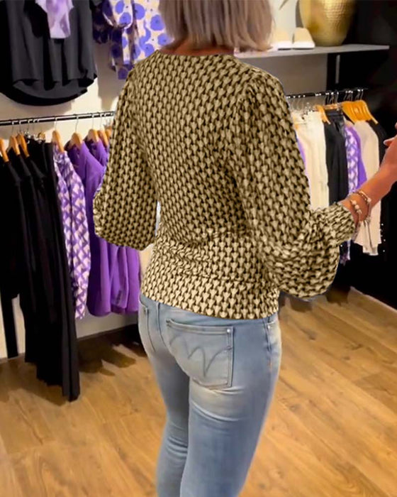 Bluzka z długim rękawem z głębokim dekoltem V