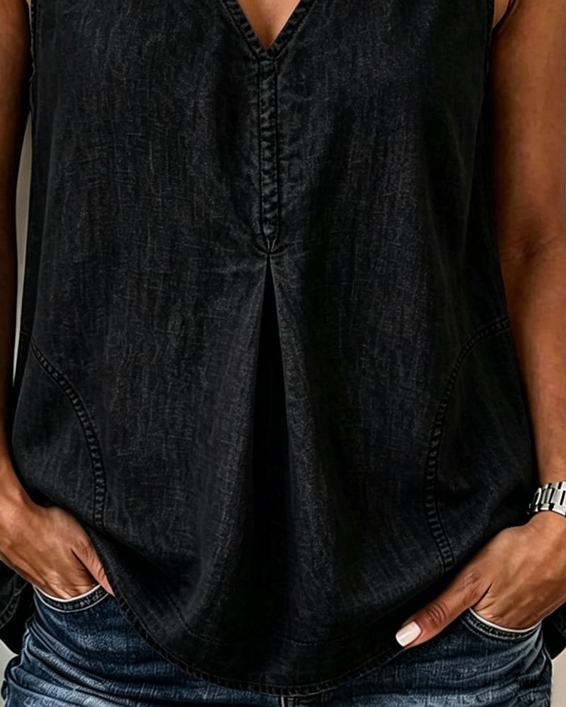 Top Dekolt V Denim
