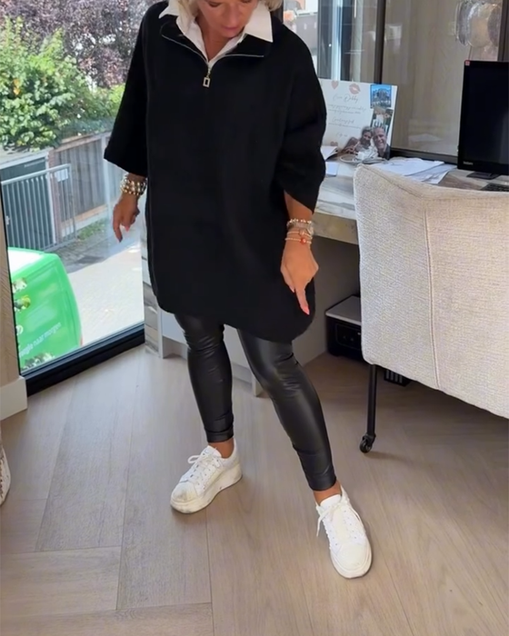 Sweter Stójka Pół Zamek Luźny