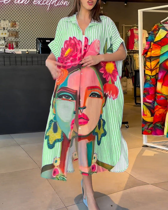 Bluzka z guzikamii rozcięciem w pionowe paski