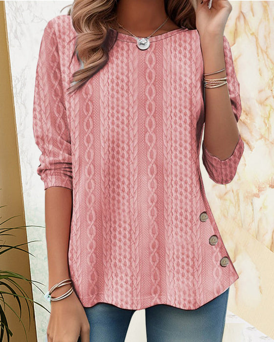 Top w jednolitym kolorze z okrągłym dekoltem