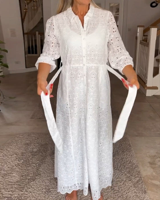Elegancka sukienka midi z rękawem 3/4