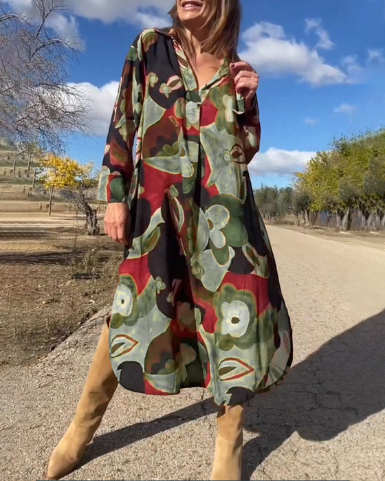 Sukienka z długim rękawem i nadrukiem