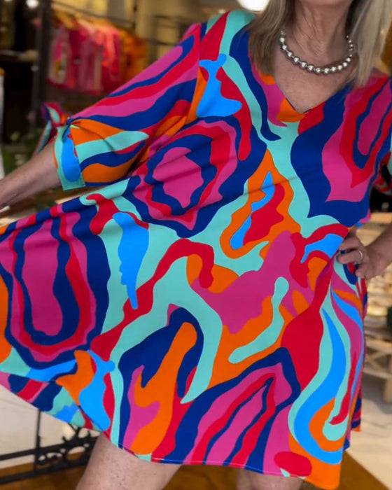 Luźna sukienka z okrągłym dekoltem