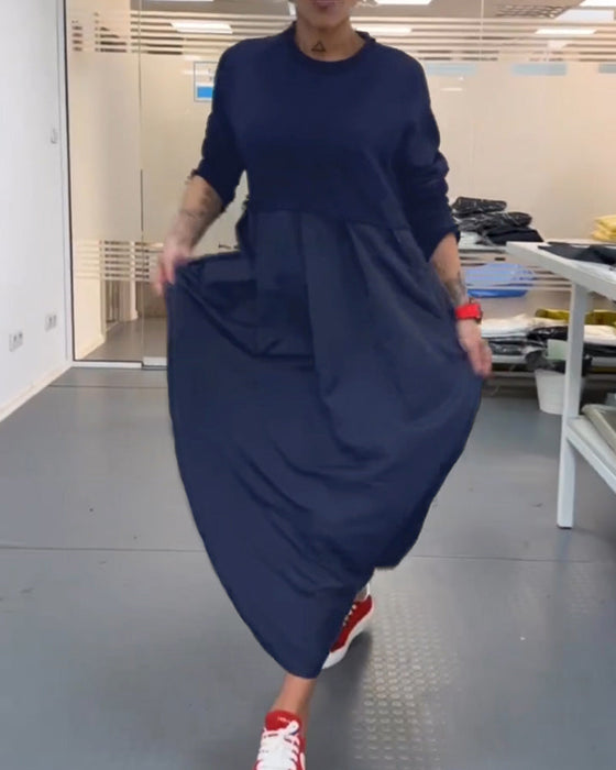 Luźna sukienka maxi w jednolitym kolorze