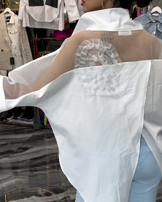 Koronkowa bluzka w patchworkowe kwiaty